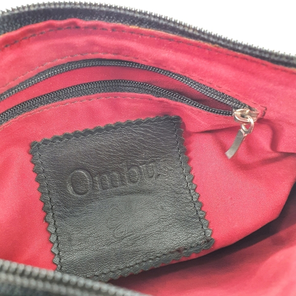 Ombu Y2K Leather Black 90s Baguette Handbag - Picture 7 of 8